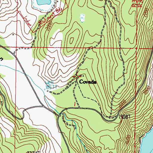 Topographic Map of Covada, WA