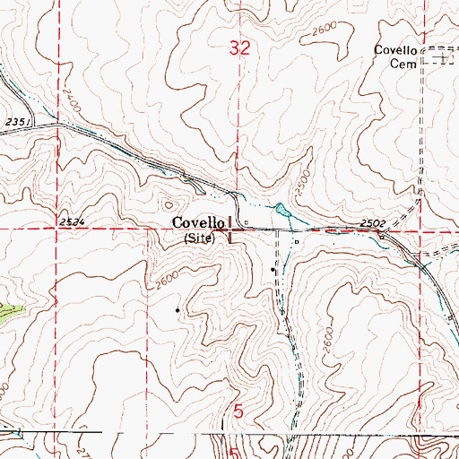 Topographic Map of Covello, WA