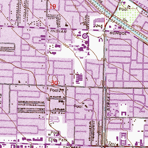 Topographic Map of Tavan Elementary School, AZ