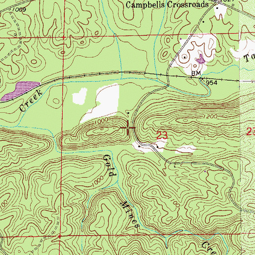 Topographic Map of Sewell-Caldwell Prospect, AL