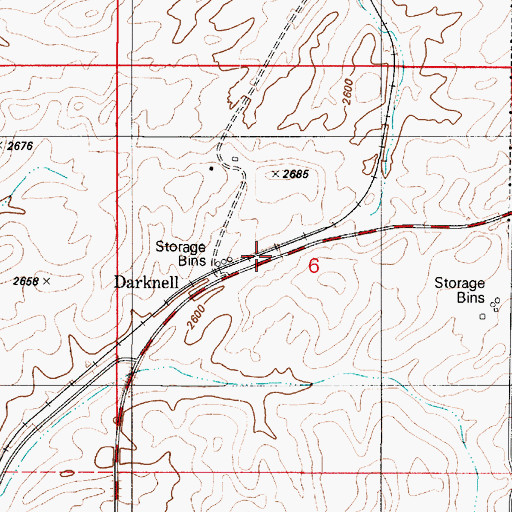 Topographic Map of Darknell, WA