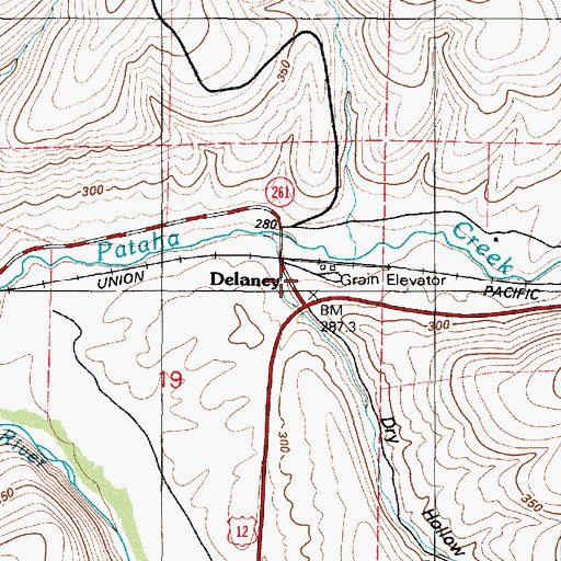 Topographic Map of Delaney, WA