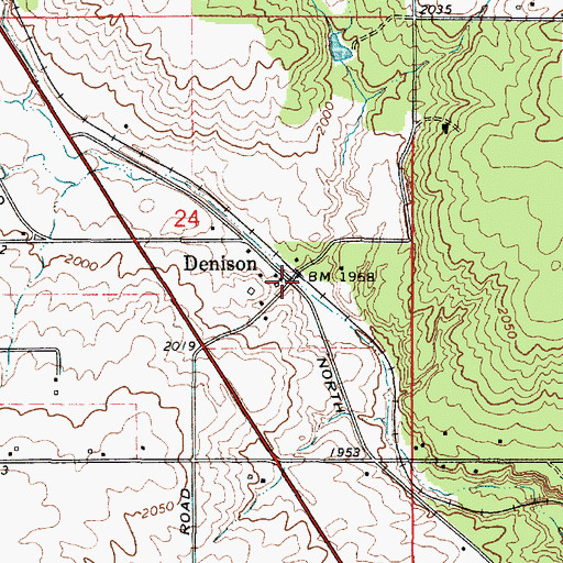 Topographic Map of Denison, WA