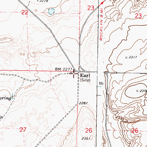 Topographic Map of Earl, WA
