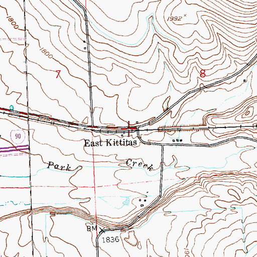 Topographic Map of East Kittitas, WA