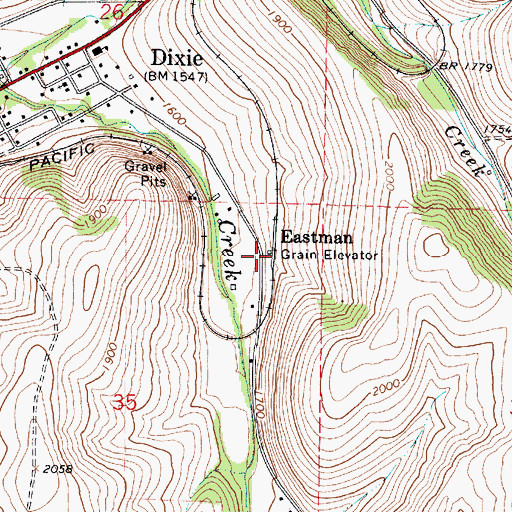 Topographic Map of Eastman, WA