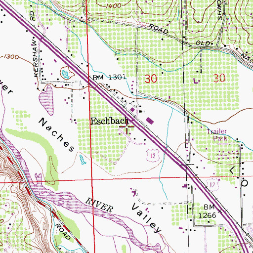 Topographic Map of Eschbach, WA