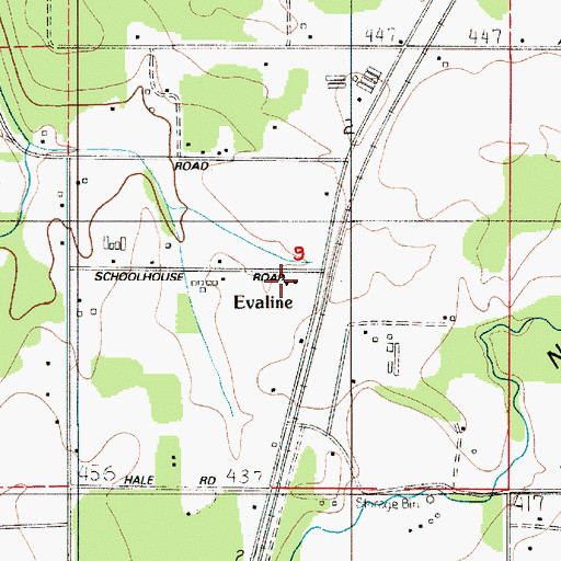 Topographic Map of Evaline, WA