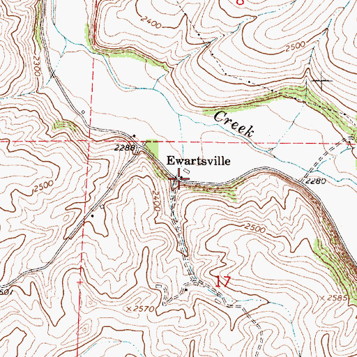 Topographic Map of Ewartsville, WA