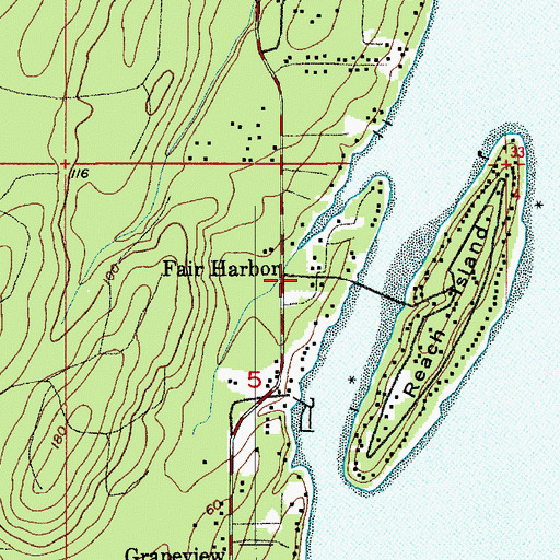 Topographic Map of Fair Harbor, WA