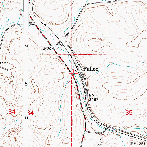 Topographic Map of Fallon, WA