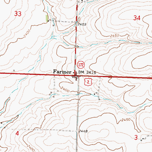 Topographic Map of Farmer, WA