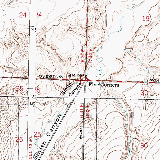 Topographic Map of Five Corners, WA