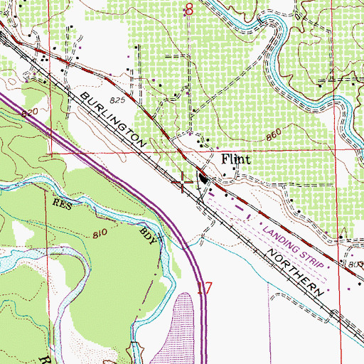 Topographic Map of Flint, WA