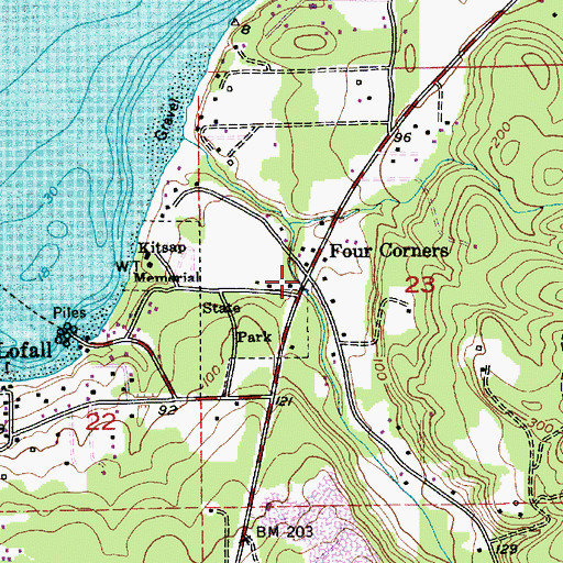 Topographic Map of Four Corners, WA