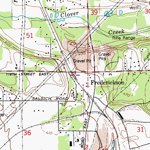 Topographic Map of Frederickson, WA