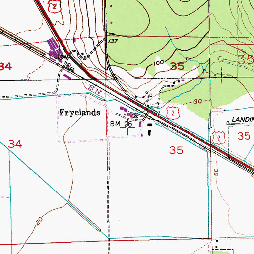 Topographic Map of Fryelands, WA