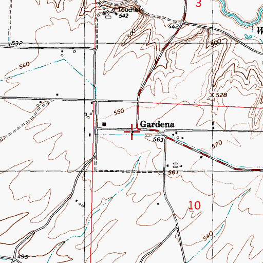 Topographic Map of Gardena, WA