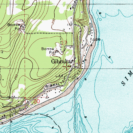 Topographic Map of Gibraltar, WA