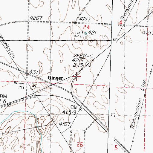 Topographic Map of Ginger, WA