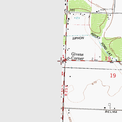 Topographic Map of Givens Corner, WA