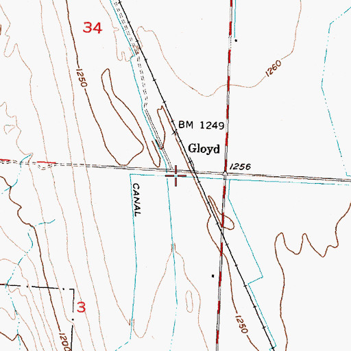 Topographic Map of Gloyd, WA