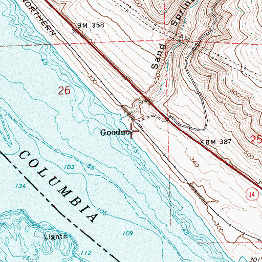 Topographic Map of Goodnoe, WA