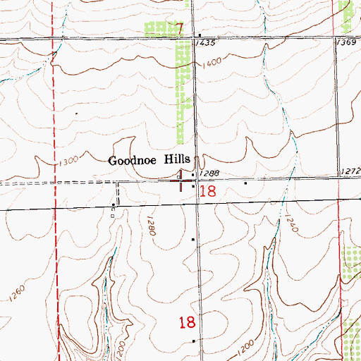Topographic Map of Goodnoe Hills, WA
