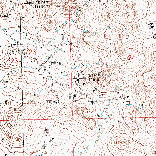 Topographic Map of Black Eagle Mine, AZ