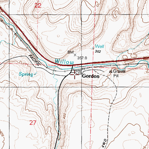 Topographic Map of Gordon, WA