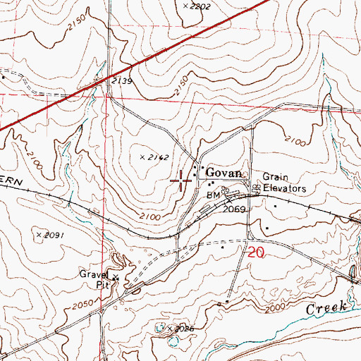 Topographic Map of Govan, WA