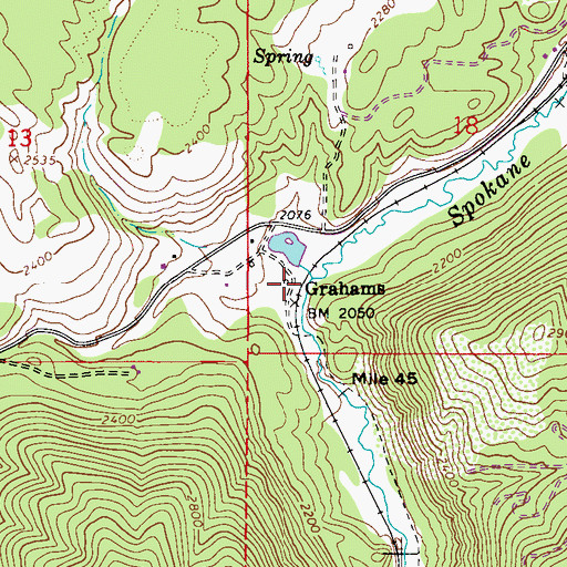Topographic Map of Grahams, WA