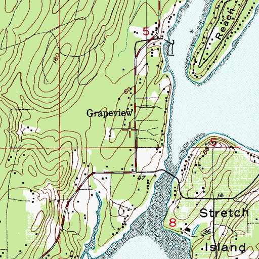 Topographic Map of Grapeview, WA