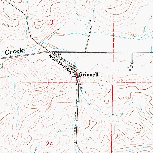 Topographic Map of Grinnell, WA