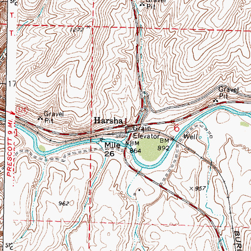 Topographic Map of Harsha, WA