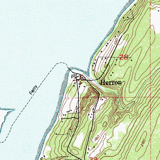 Topographic Map of Herron, WA