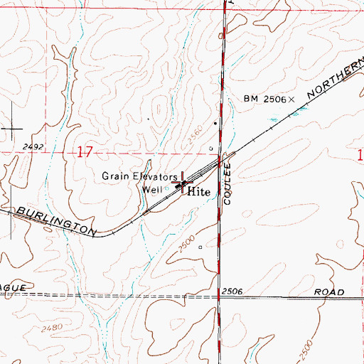 Topographic Map of Hite, WA