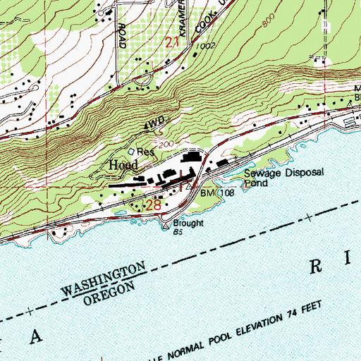 Topographic Map of Hood, WA