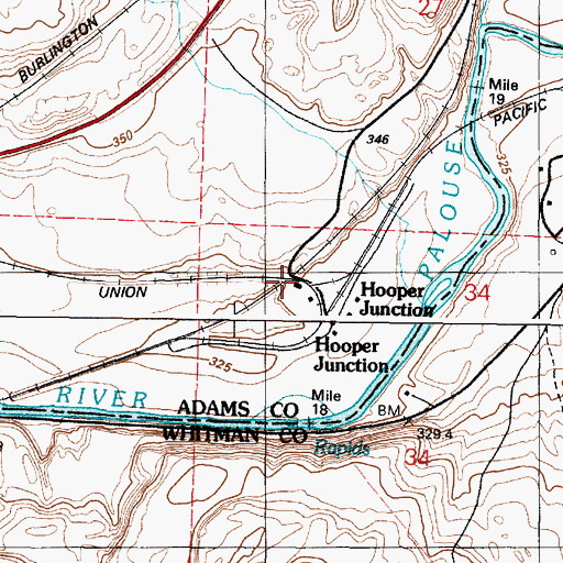 Topographic Map of Hooper Junction, WA