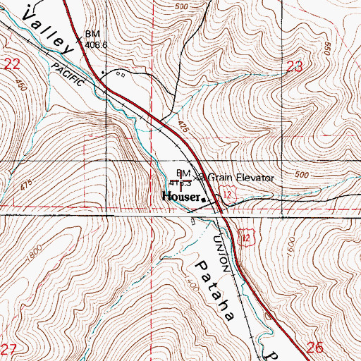 Topographic Map of Houser, WA