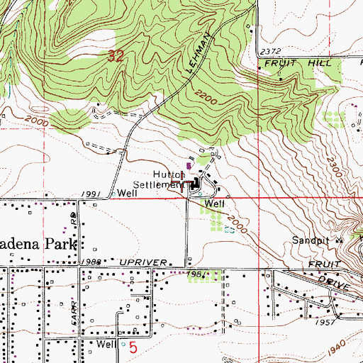 Topographic Map of Hutton Settlement, WA