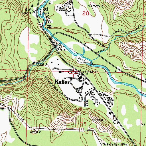 Topographic Map of Keller, WA