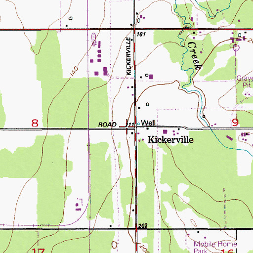 Topographic Map of Kickerville, WA