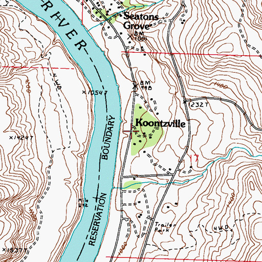 Topographic Map of Koontzville, WA