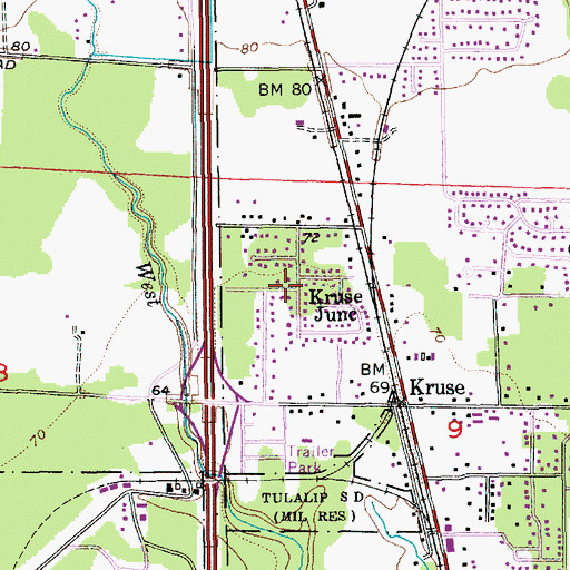 Topographic Map of Kruse Junction, WA