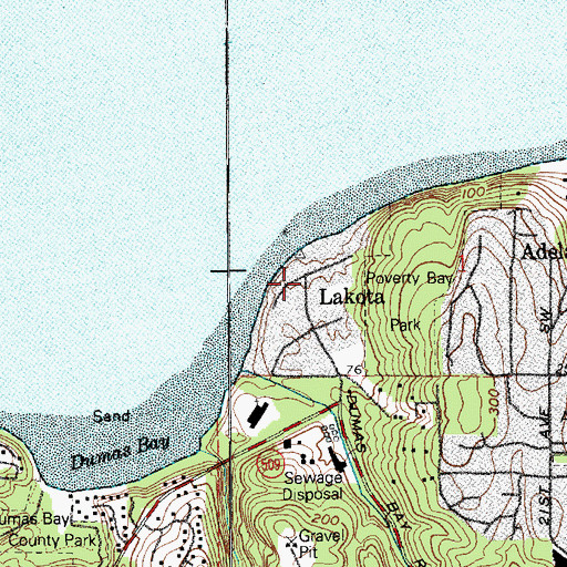 Topographic Map of Lakota, WA