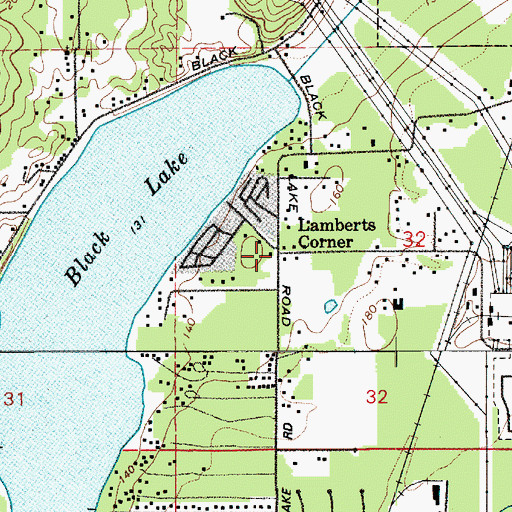 Topographic Map of Lamberts Corner, WA