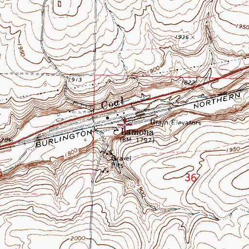 Topographic Map of Lamona, WA