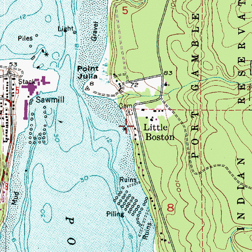 Topographic Map of Little Boston, WA