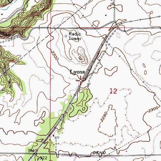 Topographic Map of Lyons, WA
